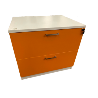 White Filing Cabinet/Orange Drawers