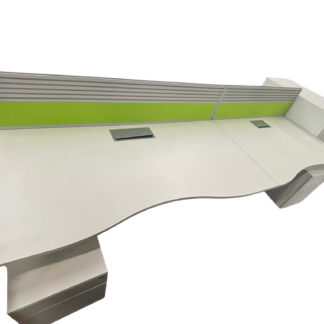 White Bank of 4 Desks with Screens