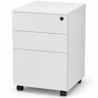 White 3-Drawer Mobile Pedestal